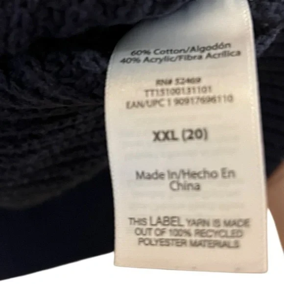 Time and Tru Navy Blue Knit Sweater – Size XXL (20) - Picture 3 of 4